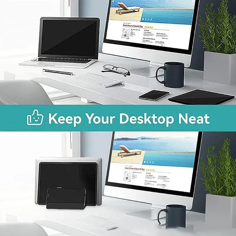 4 in 1 Office Laptop Stand Vertical Save Desktop Space Easy To Place Computer Accessories Scalable Width Office Desk Storage