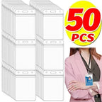 50/20/10PCS Transparent Name ID Badge Holder Waterproof Thick Vertical Business Card Holder Protectors with Resealable Zip