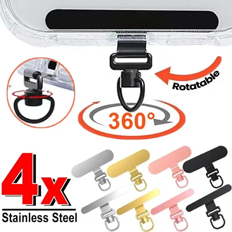 360° Rotatable Phone Lanyard Clip Patch Ultra-thin Stainless Steel Phone Case Hanging Rope Card Anti-lost Strap Fixed Gasket
