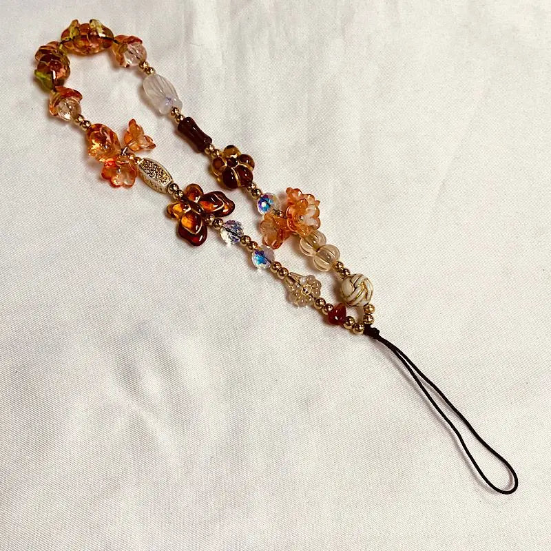 Fashion Women Beaded Phone Charm Strap Ins Wrist Hanging Ornament Phone Case Keychain CCD Camera Anti-Lost Lanyard