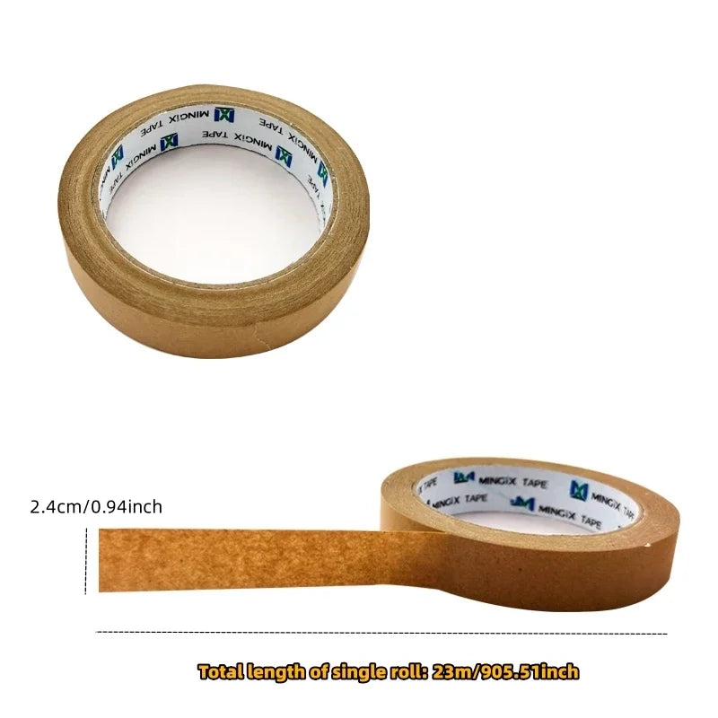 23m/Roll Brown Duct Tape Sealing Reinforced Gummed Self Adhesive Kraft Paper Flatback Carton Sealing Tape Heavy Duty Packing