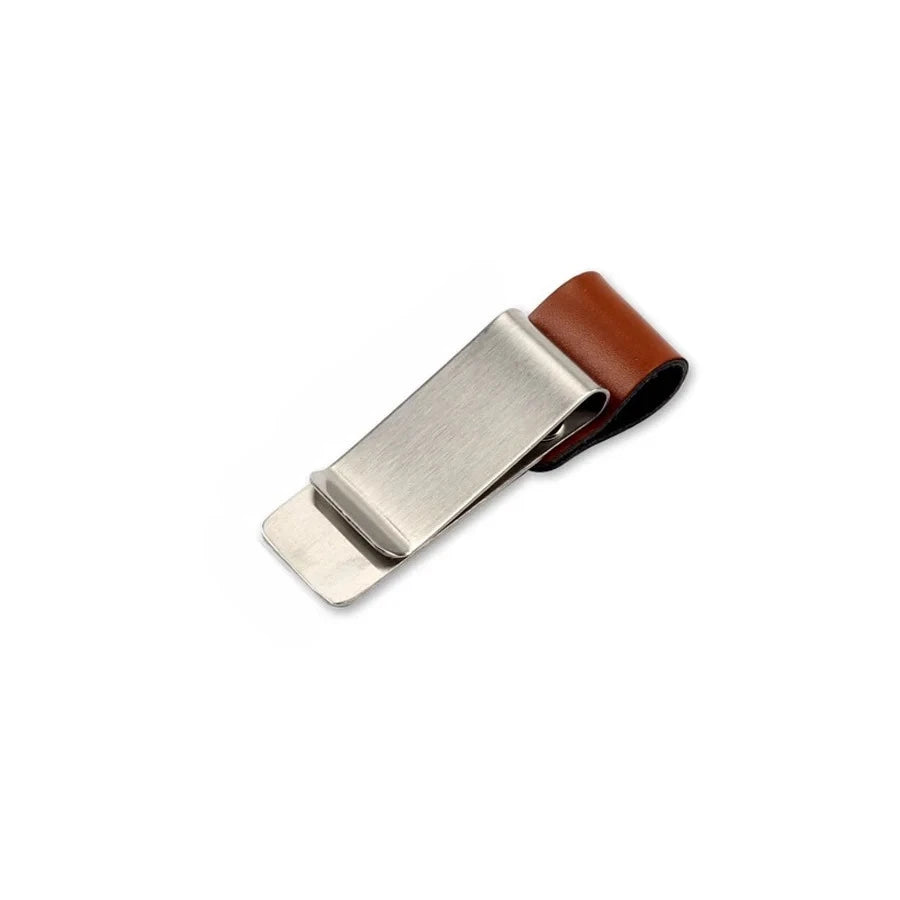 Handmade Leather Brass Stainless Steel Pen Holder Clip Journal Notebook Paper Folder Writing Office Supplies