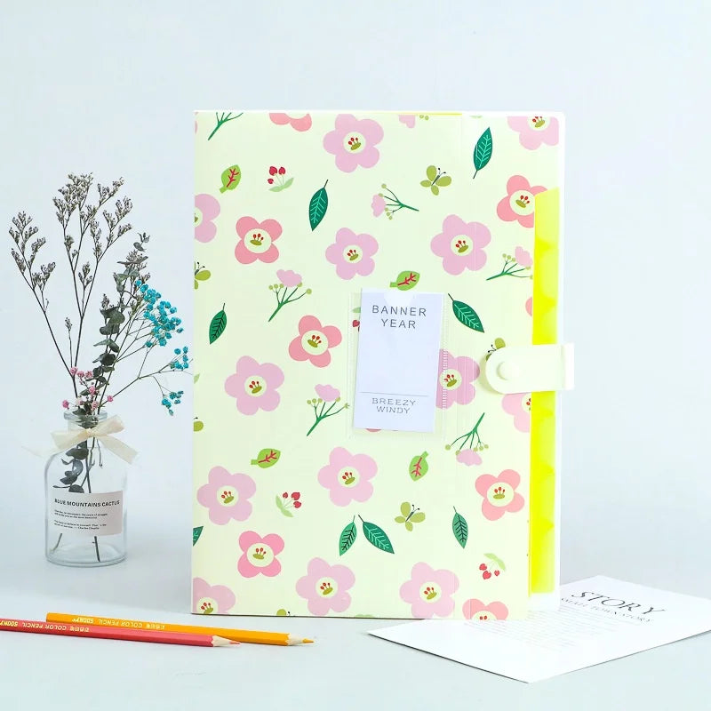 A4 Organ Folder 5 Layers Macaron Colors File Manager Storage Simple Folder for Student School and Office Stationery Supplies