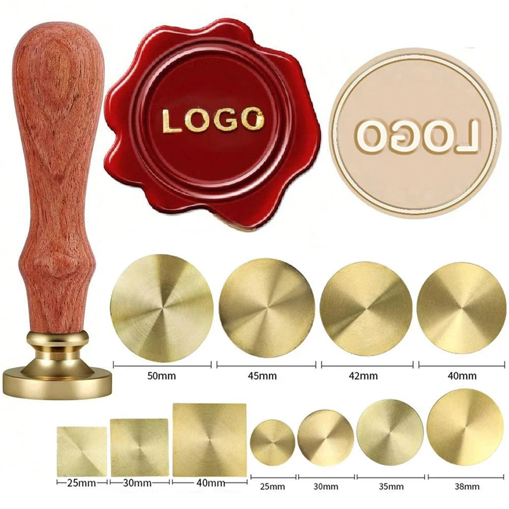 Custom Brass Wax Seal Stamp Personalized LOGO 25/30/40/50mm Round/Square Wax Sealing Head For Wedding Invitation Card Decor Seal