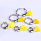 5 pcs 8-44mm Adjustable Yellow Plastic Handle Hand Twist Hose Clamps Worm Driving Stainless steel Pipe Clips For Tube