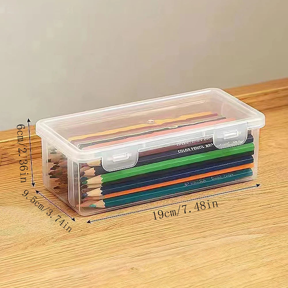 1pc Translucent PencCase Large Capacity Lightweight Convenient for School Supplies Storage Pen Box Organizer Box