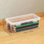 1pc Translucent PencCase Large Capacity Lightweight Convenient for School Supplies Storage Pen Box Organizer Box