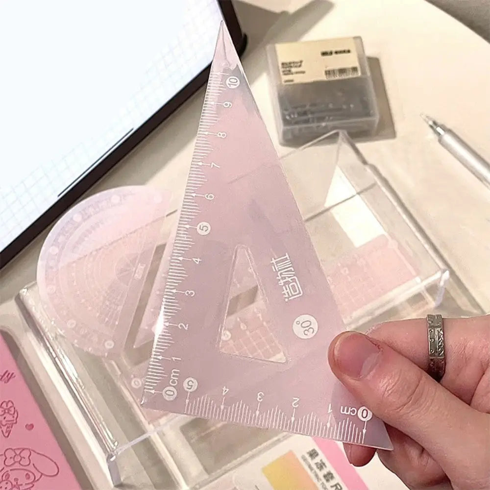 4PCS/Set 15/20CM Jelly Ruler Set Transparent Measuring Stationery Set Square Thickened Straight Ruler Student Gift