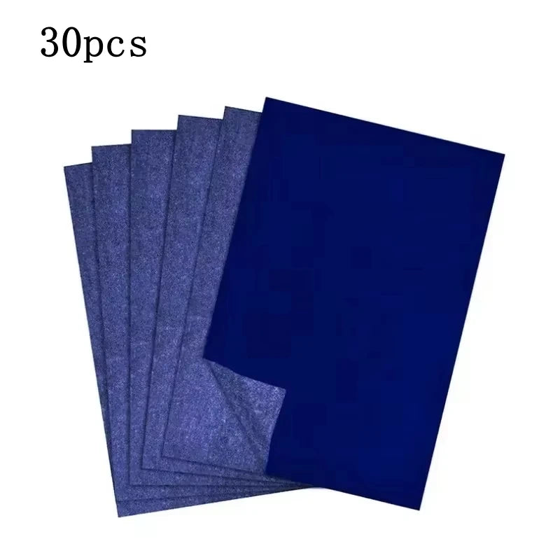 30Pcs A4 Blue Graphite Copy Paper Carbon Paper Pattern Letters Erasable Tracing Paper Copy Paper Reusable Image For Office Use