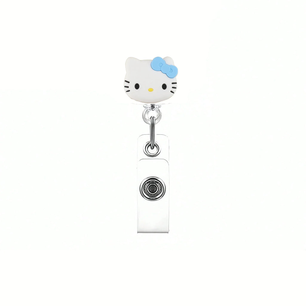 Kawaii Gift Kitty Cat Retractable Badge Reel Sparkling card holder accessories With Keychain For Women Student office supplies
