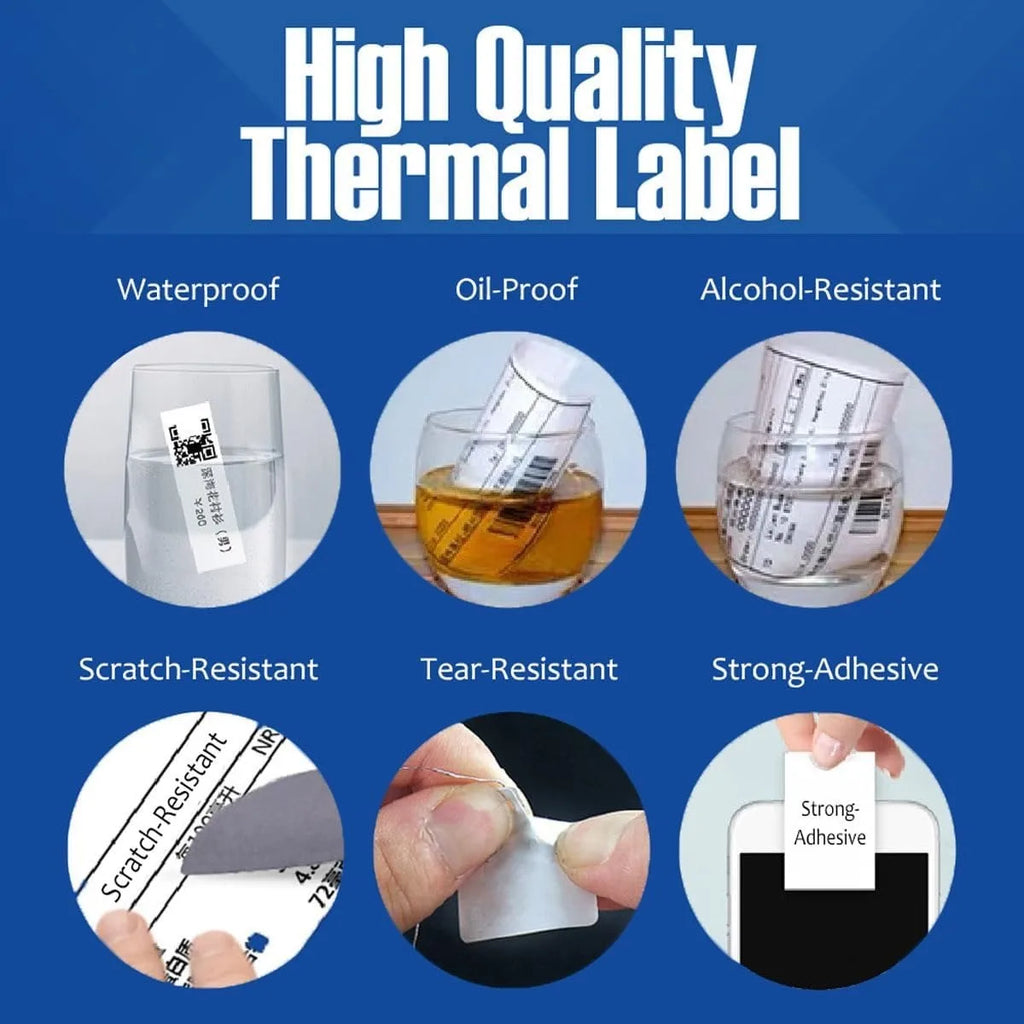 50×80mm Self-Adhesive Thermal Label Rolls with 100 Labels, Works for M100/M110/M220 Printer, Office School Commercial Shipping