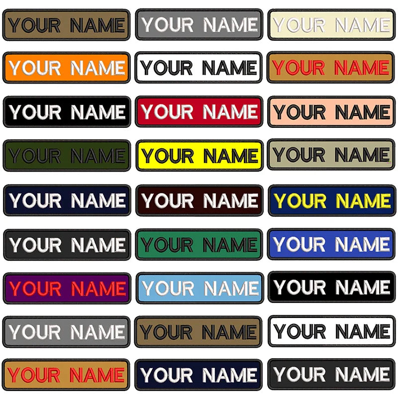 1PC 10cmX2.5cm Custom Personalized Name Embroidered Patch Number Stripes Badge Tags Armband Iron On Backing Hook & Loop Backing