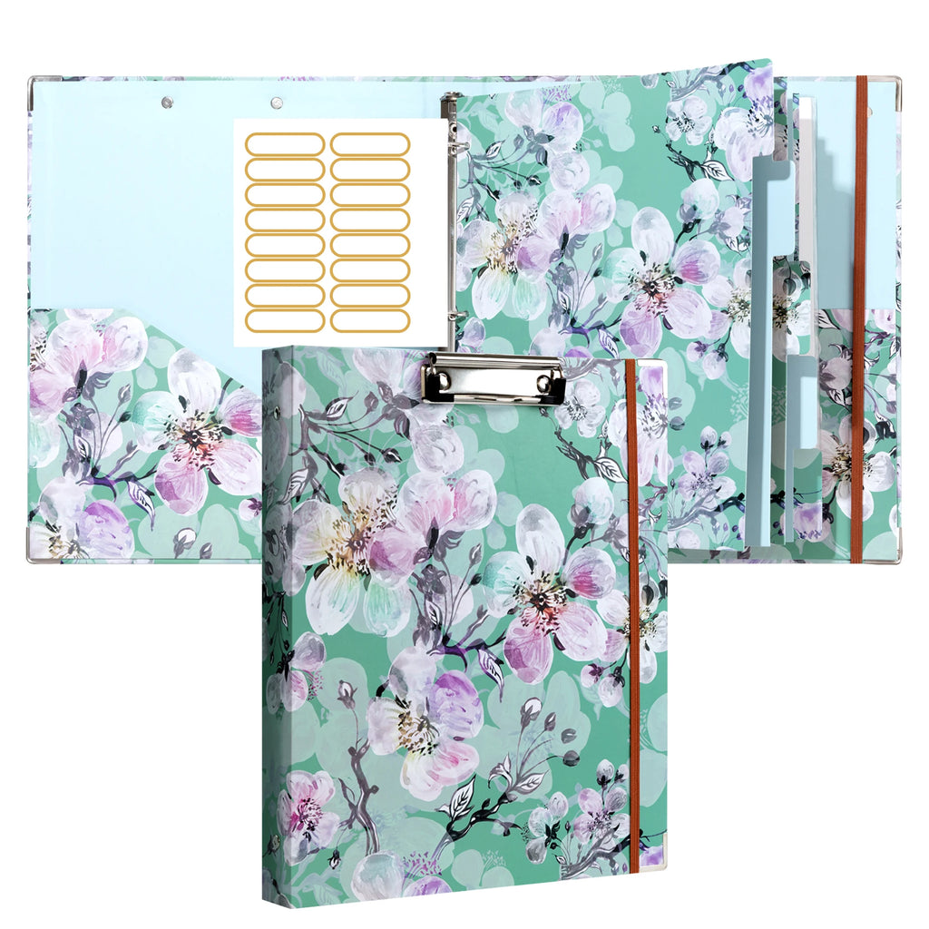 A4 3 Ring Binder Organizer with 5-Tab Dividers and Pockets, Portfolio Binder with Low Profile for Office, School
