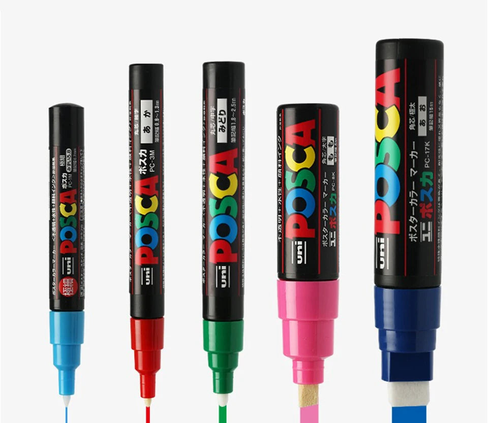 1pcs Japan UNI POSCA Markers PC-1M/3M/5M Acrylic Graffiti Pen Waterproof DIY Stackable Color Art Painting School Supplies