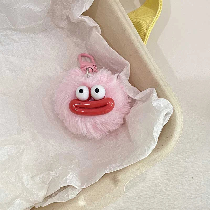 Cute Sausage Mouth Hair Ball Keychains Funny Plush Doll Pendant Key Ring Charms Backpack Car Decor Bag Pendant Accessories Gifts