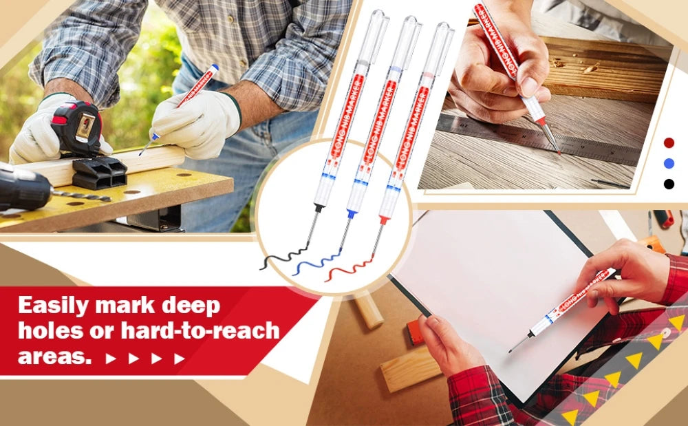 iLMH 4-40Pcs Deep Hole Long Nib Head Marker For Metal Perforating Pen Waterproof Bathroom Woodworking Decor Multi-Purpose Tool