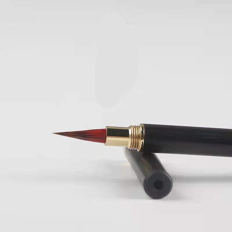 1Pc Luxurious Wooden Handle Calligraphy Brush Red Weasel Hair Painting Brush Pen Wool Hair Regular Script Chinese Writing Brush