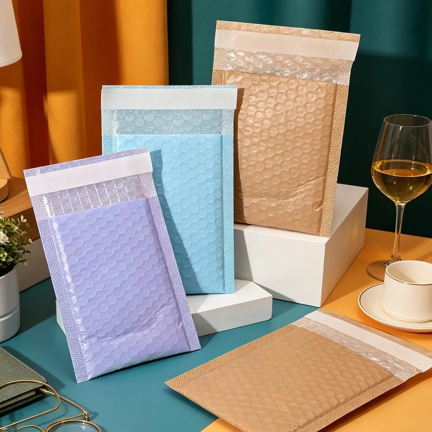 10-100pcs Green Blue Poly Bubble Mailers Padded Envelopes Self Seal Padded Envelopes Gift Bags Black Packaging Envelope
