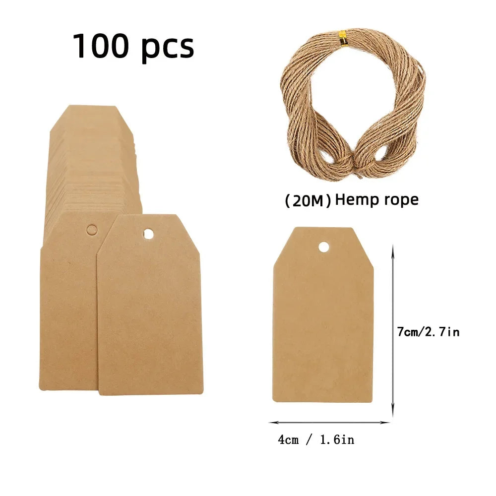100pcs Small Kraft Paper Gift Price Tags for Wedding Birthday Party Decoration And Jewelry Pricing