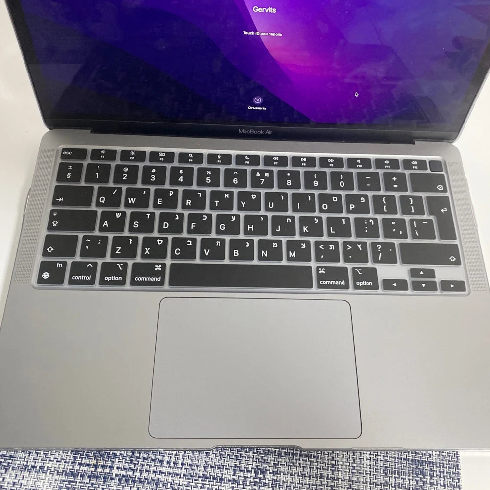 Hebrew Israel  Keyboard Cover for Macbook Pro14 A2442 Air13.6 M2 A2681 Pro13 M1 A2338 A2289 Waterproof Silicone protective film