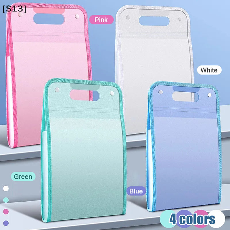 13 Pocket File Folders Portable A4 Letter Size Macaron Color Accordian Document Organizer Classroom Office Home Storage[S13]