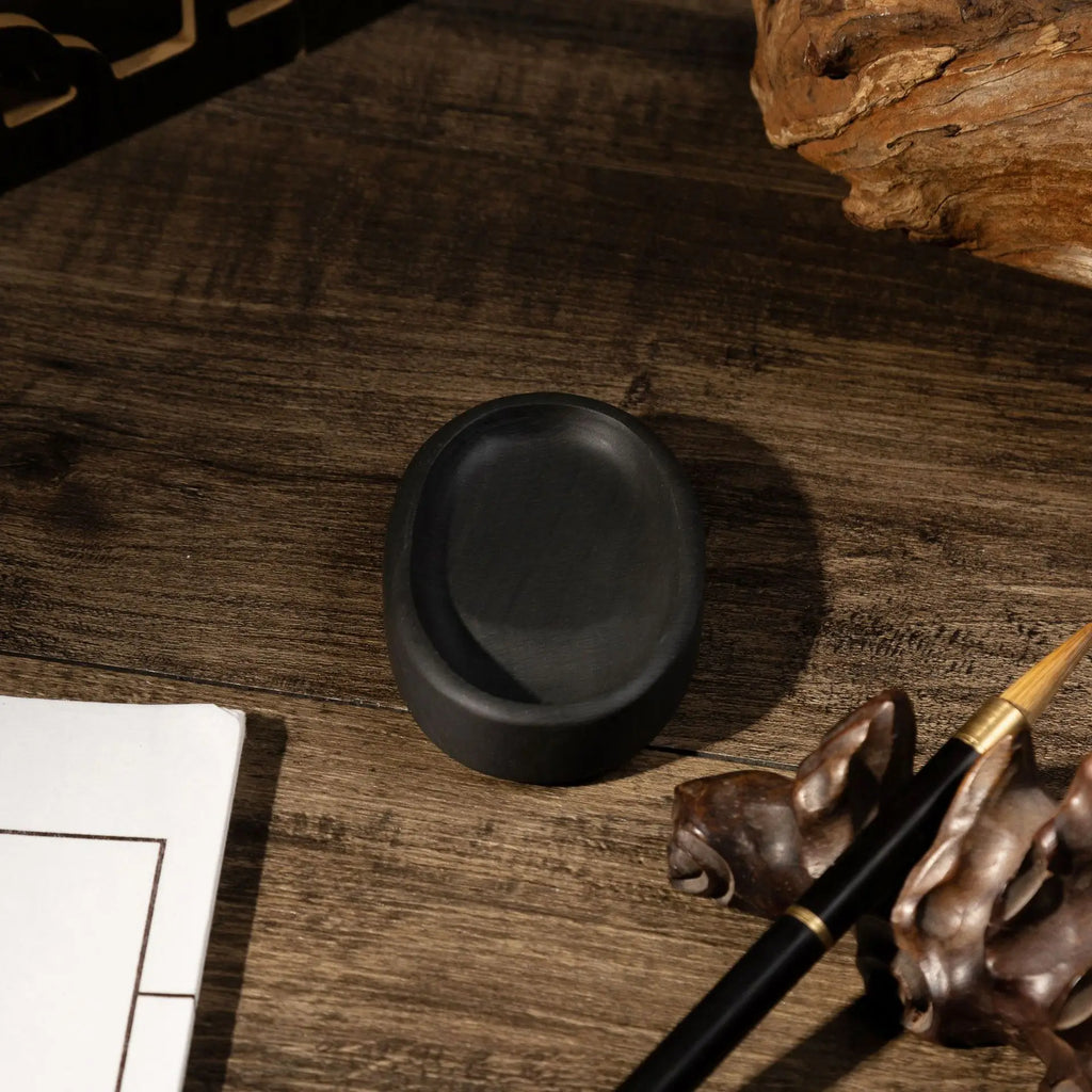 Horseshoe Inkstone Rough Stone Covered Ribbed Inkstone Study Four Treasures Grinding Ink Inkstone