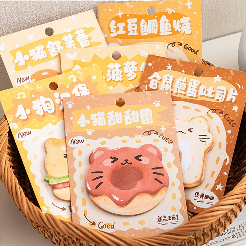 Creative Bread Sticky Notes Cute Cartoon Memo Pad Unique Design Note Paper Kawaii  Dessert Cuisine DIY