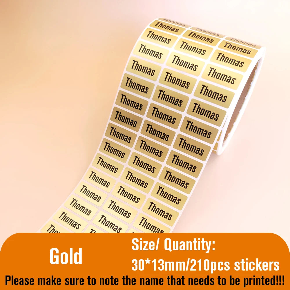 210pcs Custom Waterproof Name Tag Sticker Kawaii Stationery Stickers Decals Personalized First Name Label for Children School