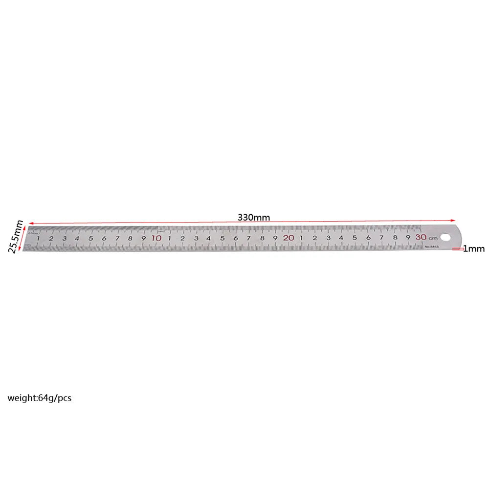 Double Sided Metal Measuring Ruler Stainless Steel Straight Ruler Flexible for Sewing Stationery School Drawing