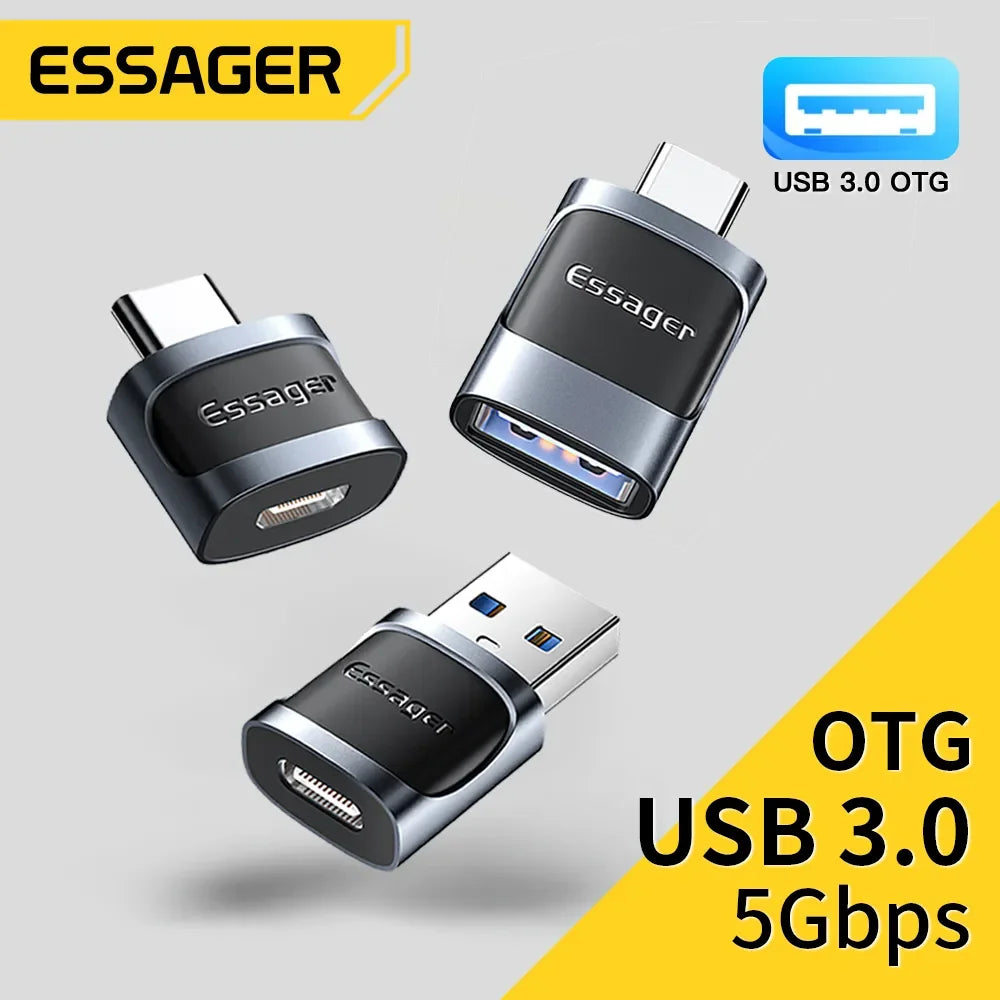 Essager USB C To USB 3.0 OTG Adapter Type C Female Converter USB-C Male To Micro Adapter For Xiaomi 12 POCO Oneplus ipad Macbook