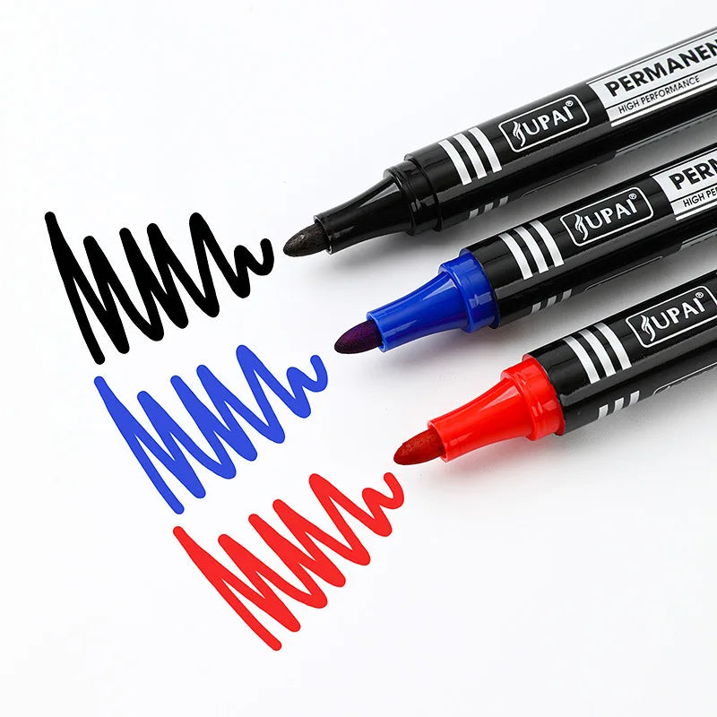 3/6Pcs/Set Permanent Marker Pen Fine Point Waterproof Ink Thin Nib Crude Nib Black Blue Red Ink 1.5mm Fine Color Marker Pens