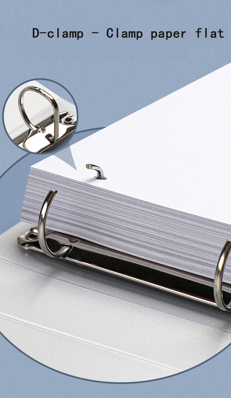 2023 NEW A4 4-hole D-type clip clip Blue PP folder perforated transparent binder folder a4 folder
