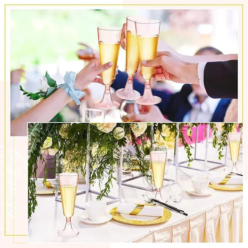 JUSTINLAU 25/50/100pcs Disposable Cups Clear Plastic Champagne Flutes Bar Cups Toasting Glasses for Weddings Party Cocktail Cups