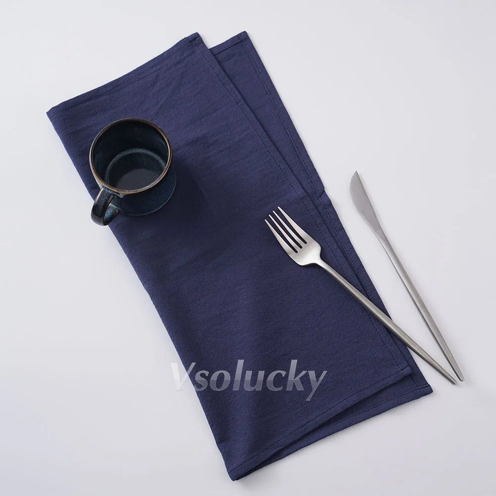 Cloth Napkin 40x40cm Washed Cotton Plain Washed Cotton Soft Rustic Table Napkin for Wedding Christmas Party Daily Family Meals
