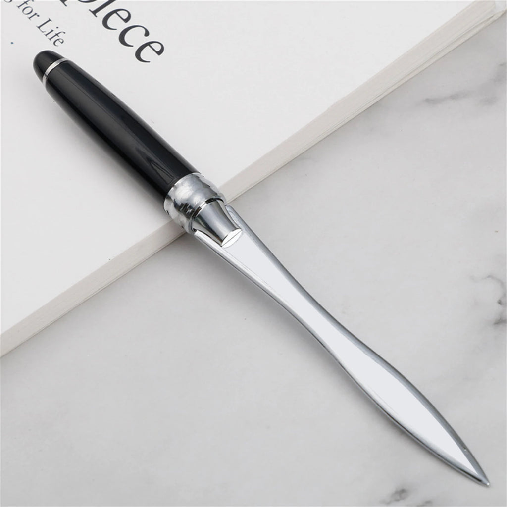 Metal Letter Opener Knife Black Smooth Durable Envelope Cutter for Office Home and Daily Mail Handling Tasks
