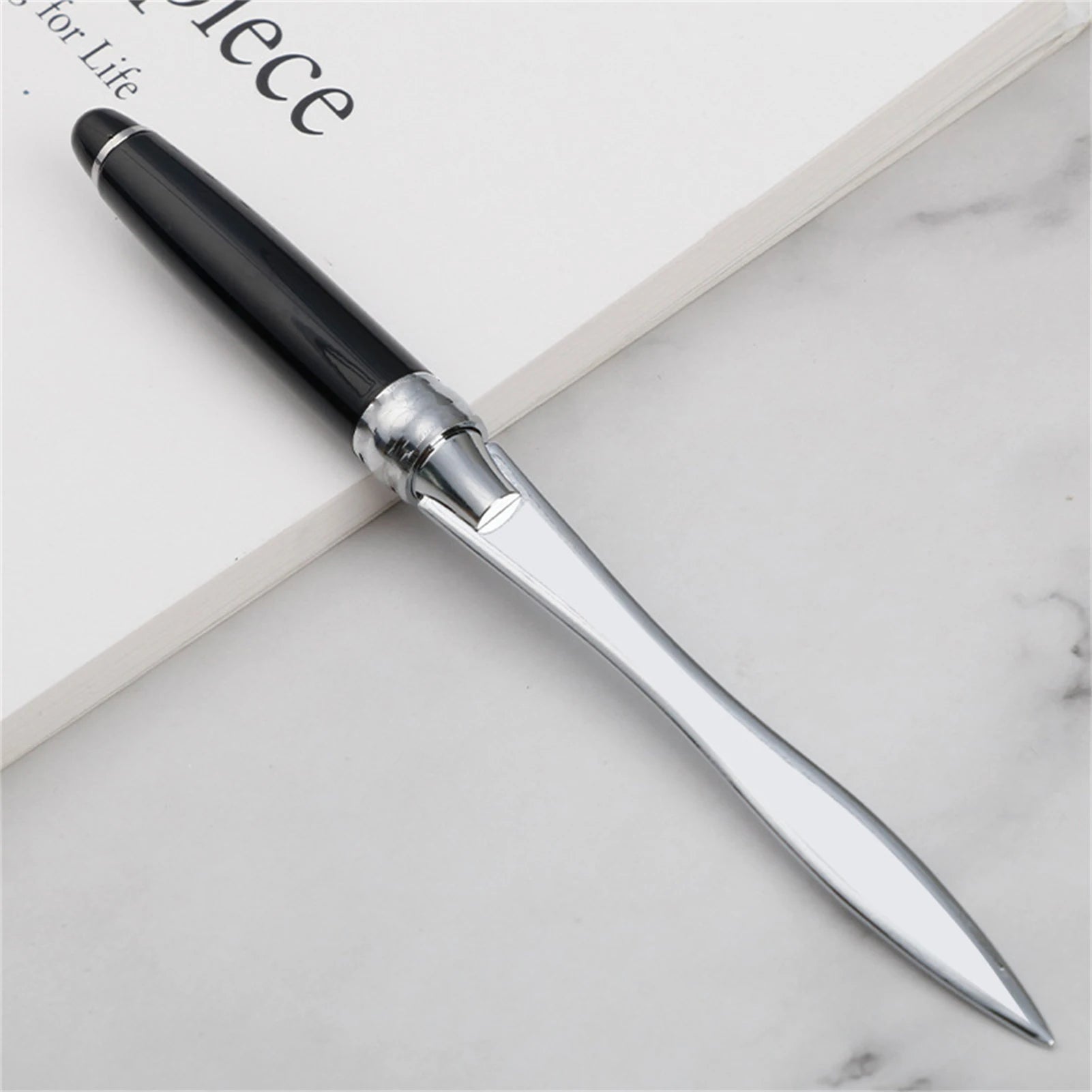 Metal Letter Opener Knife Black Smooth Durable Envelope Cutter for Office Home and Daily Mail Handling Tasks