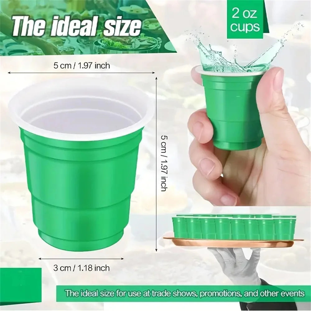 100pcs 2oz Plastic Shot Cups Mini Disposable Shot Glasses Small Party Cups For Wedding Graduation Whiskey Taste Serving Bulk Pac