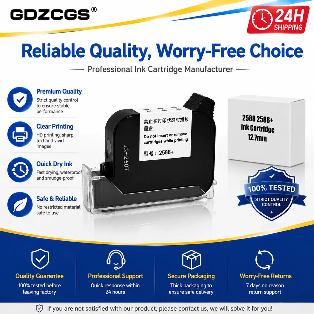 2588+ 2588 2588+M 42ML Ink Cartridge Quick-drying 12.7mm Print Height Universal for unencrypted handheld printer Black