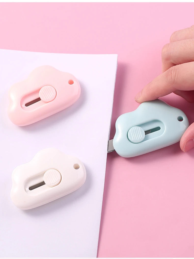Portable Utility Knife Cloud Mini Students Paper Knife Office Utility Knife Safety Knife Letter Opener Mini Cutter Box Opener