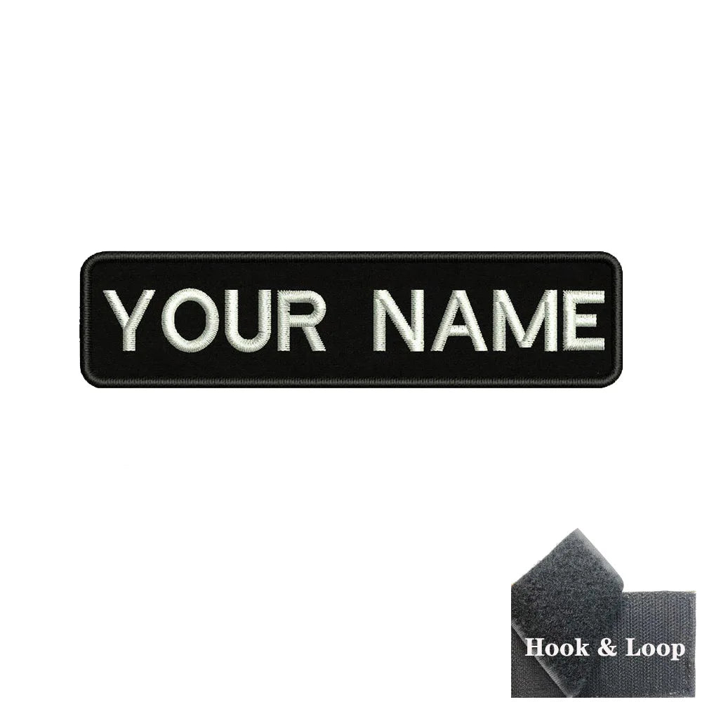 1PC 10cmX2.5cm Custom Personalized Name number Patch Stripes Badge tags chevrons Armband Iron On Or Hook Loop embroidered
