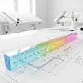 Colored Ruler and Cube – 2-in-1 Geometric Drawing Tool, Math Learning Stationery Set, Drawing and Measuring Supplies