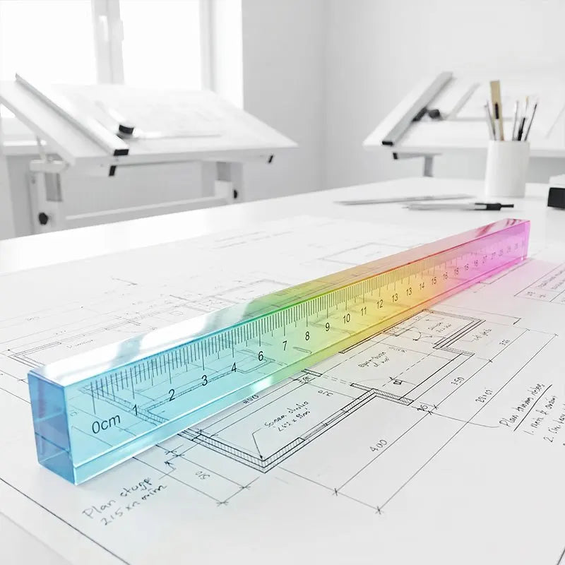 Colored Ruler and Cube – 2-in-1 Geometric Drawing Tool, Math Learning Stationery Set, Drawing and Measuring Supplies