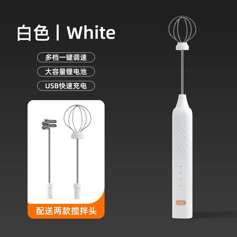 OCOOSO 2 in 1 Electric Milk Frother Rechargeable Coffee Milk Frother 3 Speed Adjustable Milk Frother Handheld Electric Dual Head