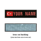Turkish Flag Turkey 10X2.5cm Embroidery Custom Name Text Patch Stripes Badge Iron On Or  Patches