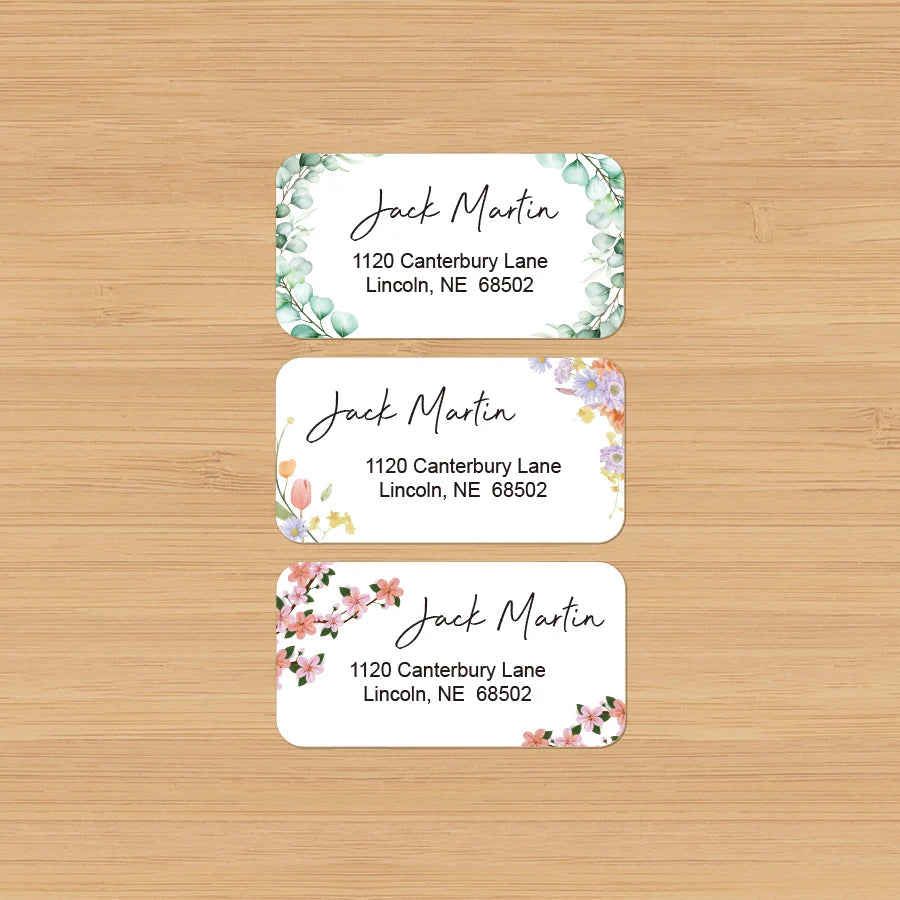 Personalized Floral Mailing Stickers - Self-Adhesive Address Labels for Business/Stationery,Custom Design & Recyclable Material‌