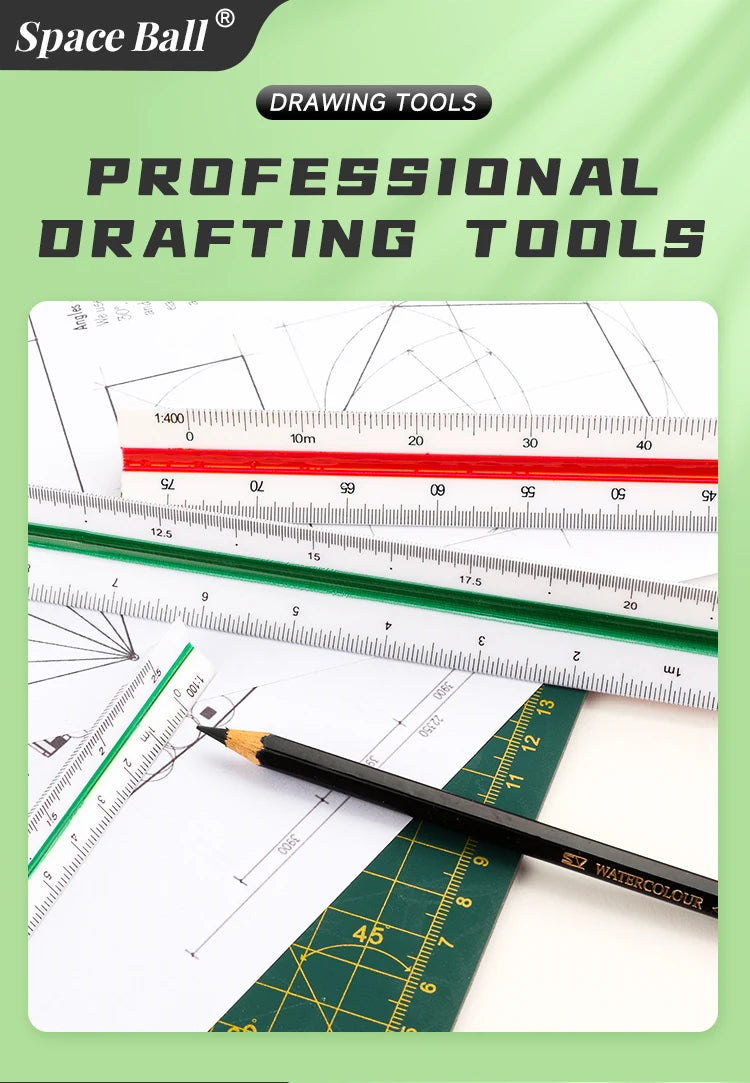 Space Ball Multi-functional Triangular Ruler Student Stationery 12.5/30cm Drafting Tool Scale Ruler Architect Technical Ruler