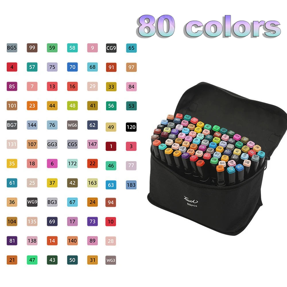 12-168 Colors Markers Set Double Headed Marker Pen Student Animation for Bookmark Manga Drawing Painting School Art Supplies