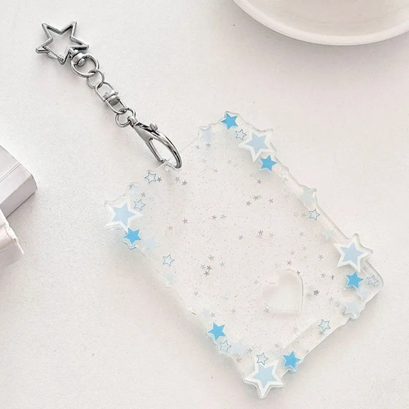 Transparent Clear Acrylic 3 Inch Kpop Photocards Holder Photos Cards Star Holder Bags Pendant Star Chaser Card School Stationery