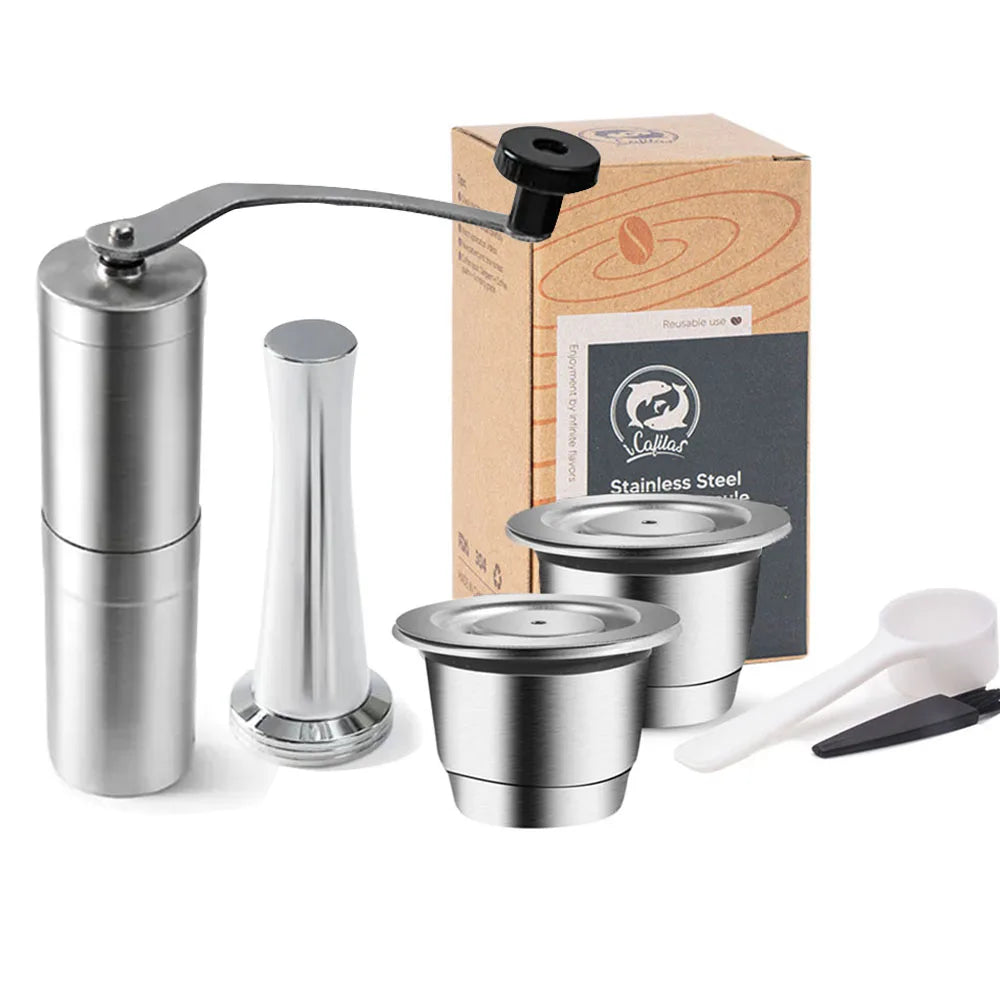Reusable Nespresso Coffee Capsules Cup Stainless steel Refillable Coffee Capsule Refilling Filter Coffeeware
