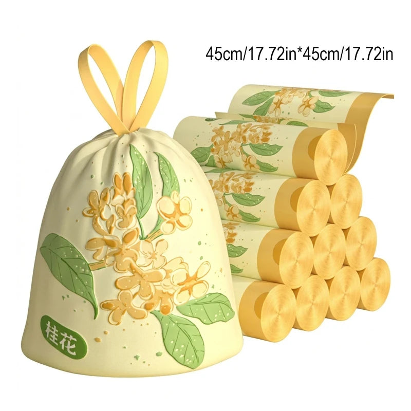 Drawstring Trash Bags Kitchen Waste Disposable Garbage Can Liners Strong Home Office Assorted Sizes Clear